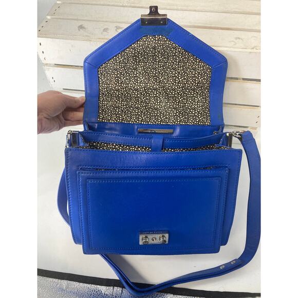 LOEFFLER RANDALL, MEDIUM BLUE LEATHER CROSSBODY BAG (ASIS) - Picture 9 of 16